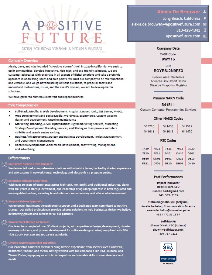 Capability Statement A Positive Future